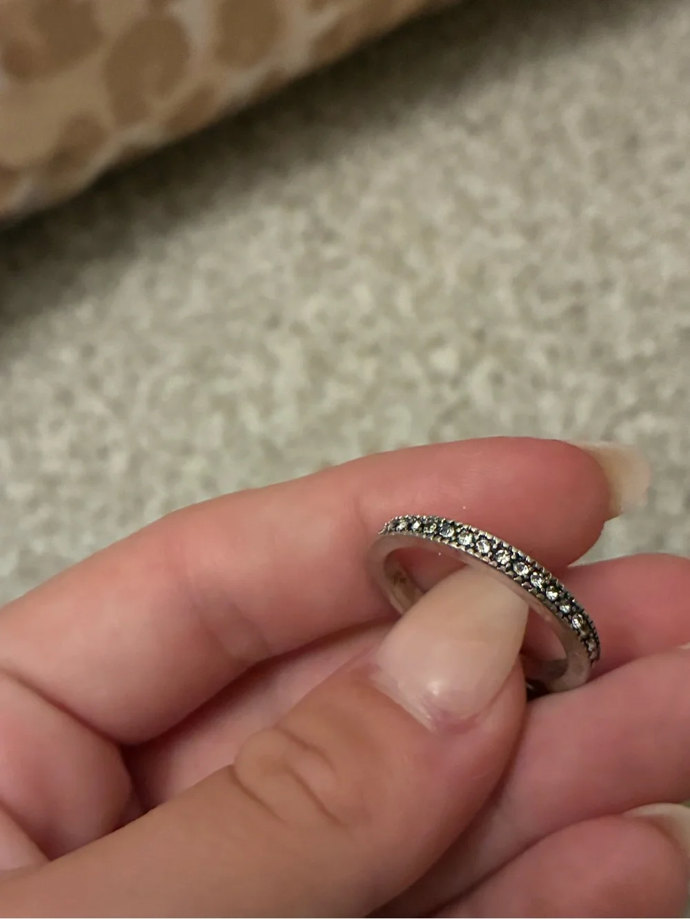 Pandora Silver Double Row CZ Stackable Ring - White